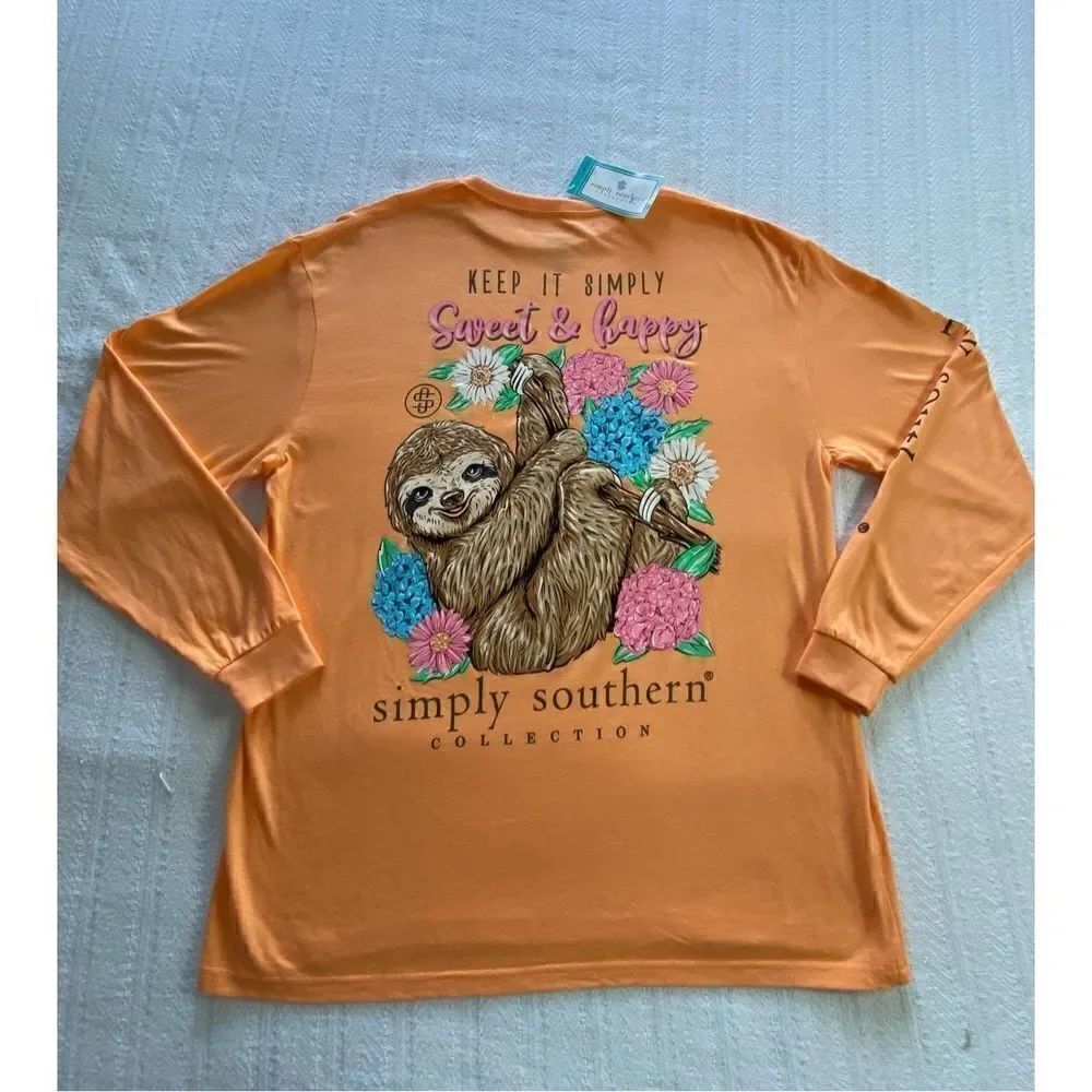 SIMPLY SOUTHERN MEDIUM KEEP IT SIMPLY SWEET & HAPPY SLOTH T-SHIRT - Picture 6 of 8
